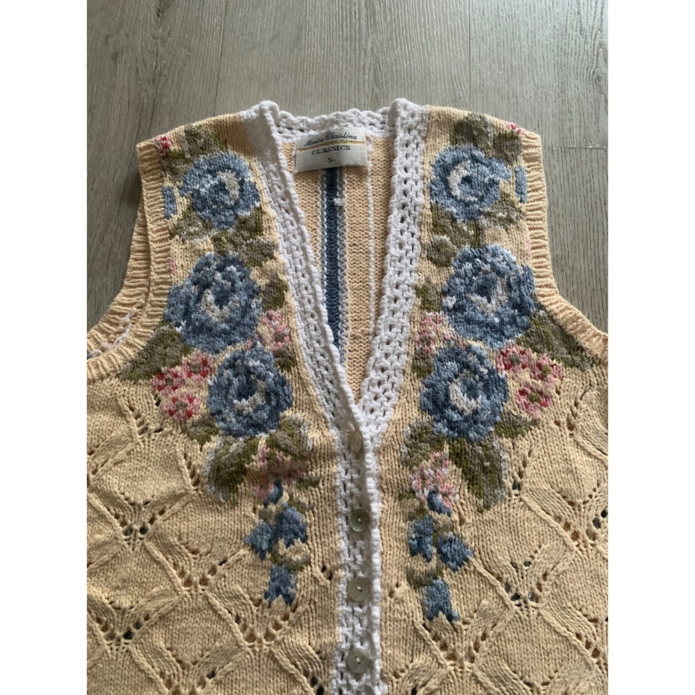 Marisa Christina classics y2k‎ boho cottagecore floral vest cardigan S granny - Picture 3 of 7